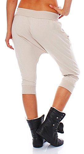 Malito Corto Baggy pantalón Verano Harem Boyfriend Aladin Yoga 20026 Mujer Talla Única (Beige)