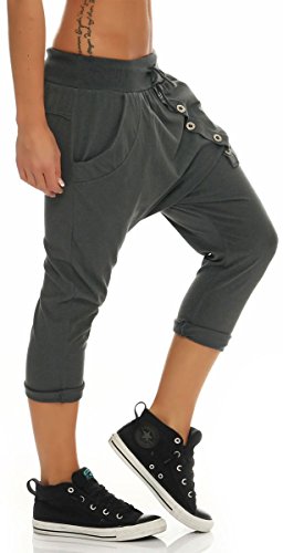Malito Corto Boyfriend Pantalón con el botón 8015 Mujer Talla Única (Gris Oscuro)