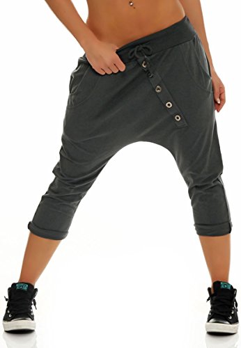 Malito Corto Boyfriend Pantalón con el botón 8015 Mujer Talla Única (Gris Oscuro)