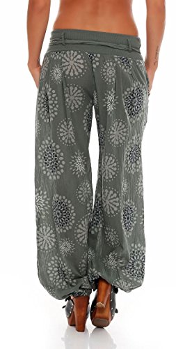 Malito Mujer Bombacho en Muchos Colores y Patrones Pantalón Yoga S3417 (Oliva 3481, Adecuado de la Talla 36 hasta 44)