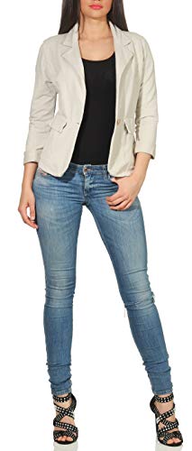 Malito Mujer Chaqueta Jersey Blazer Básico Clásico 1654 (Beige, XXL)