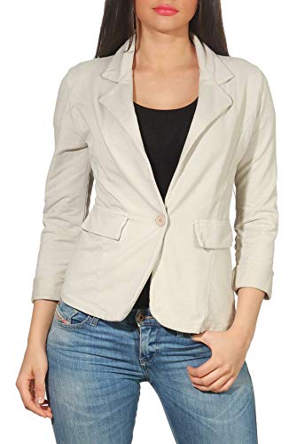 Malito Mujer Chaqueta Jersey Blazer Básico Clásico 1654 (Beige, XXL)