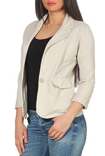 Malito Mujer Chaqueta Jersey Blazer Básico Clásico 1654 (Beige, XXL)