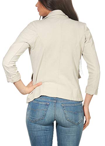 Malito Mujer Chaqueta Jersey Blazer Básico Clásico 1654 (Beige, XXL)