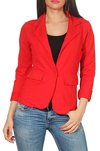 Malito Mujer Chaqueta Jersey Blazer Básico Clásico 1654 (Rojo, S)
