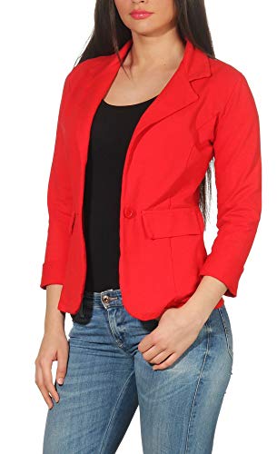Malito Mujer Chaqueta Jersey Blazer Básico Clásico 1654 (Rojo, S)