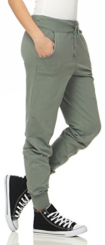 Malito Mujer Harem Pantalón en el clásico Design Aladin Baggy Bombacho Yoga 8021 (Oliva)