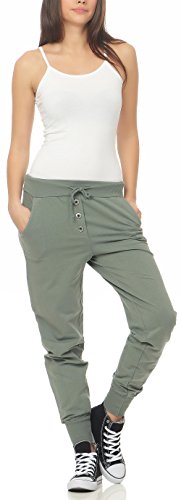 Malito Mujer Harem Pantalón en el clásico Design Aladin Baggy Bombacho Yoga 8021 (Oliva)
