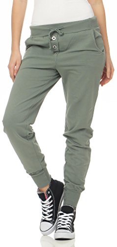 Malito Mujer Harem Pantalón en el clásico Design Aladin Baggy Bombacho Yoga 8021 (Oliva)