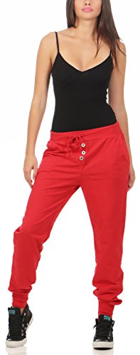 Malito Mujer Harem Pantalón en el clásico Design Aladin Baggy Bombacho Yoga 8021 (Rojo)