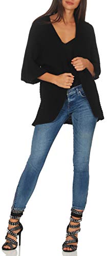Malito Mujer Lana-Chaqueta Superior Cardigan Suéter Pullover 0185 (Adecuado de la Talla 40 hasta 46, Negro)