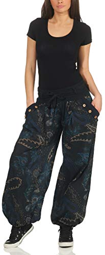 Malito Mujer Pantalón Estampado Yoga Pantalón-Anchos 3485 (Adecuado de la Talla 36 hasta 44, Negro)