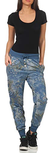 Malito Pantalón Boyfriend Baggy Aladin Bombacho Sudadera Twist 83728 Mujer Talla Única (Color de Tejano)