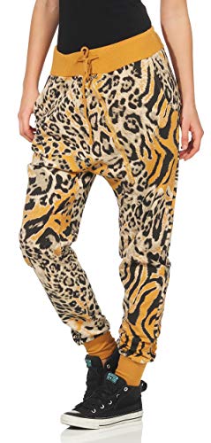 Malito Pantalón Leo-Design Boyfriend Torcedura Baggy Aladin Bombacho Sudadera Envolver 3344 Mujer Talla Única (Amarillo)