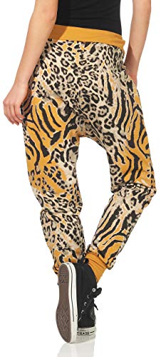 Malito Pantalón Leo-Design Boyfriend Torcedura Baggy Aladin Bombacho Sudadera Envolver 3344 Mujer Talla Única (Amarillo)