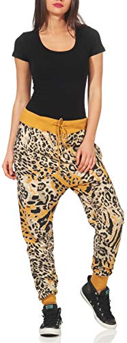 Malito Pantalón Leo-Design Boyfriend Torcedura Baggy Aladin Bombacho Sudadera Envolver 3344 Mujer Talla Única (Amarillo)