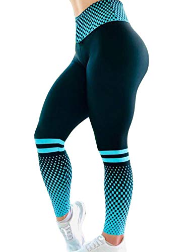 Mallas Deporte Mujer Leggins Fitness Push up Running Yoga Pantalón Medias Deportivas Multicolor 3D Impresión Arco Iris Gym Pantalones Deportivos Elástico Polainas para Pilates Ejercicio (Azul, S)