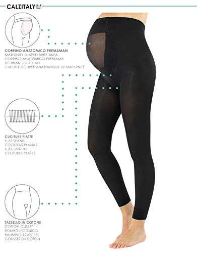 MALLAS INVERNALES PREMAMÁ | LEGGINGS PARA FUTURA MAMA | 100 DEN | NEGRO | S, M, L | CALCETERÍA ITALIANA | (S)