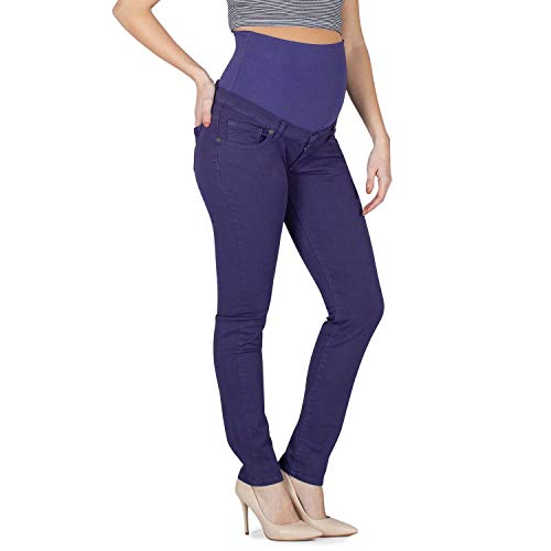 MAMAJEANS Maiori – Pantalón premamá con cinco bolsillos Slim Fit, cintura baja previa y postembarazo, fabricado en Italia violeta XS