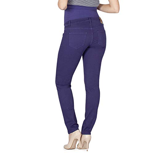 MAMAJEANS Maiori – Pantalón premamá con cinco bolsillos Slim Fit, cintura baja previa y postembarazo, fabricado en Italia violeta XS