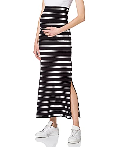 MAMALICIOUS MLSIA Y/D Jersey Maxi Skirt A. Falda, Negro/Rayas: y/D Snow White Stripes, S para Mujer