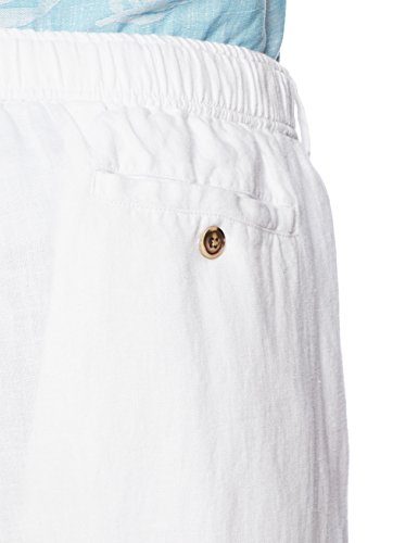Marca Amazon - 28 Palms Linen Drawstring Pant pantalones casuales, blanco, X-Small/34 Inches Inseam