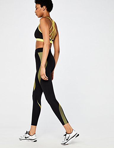 Marca Amazon - AURIQUE Bal181la18 - leggings deporte mujer Mujer, Negro (Black/golden Kiwi), 38, Label:S