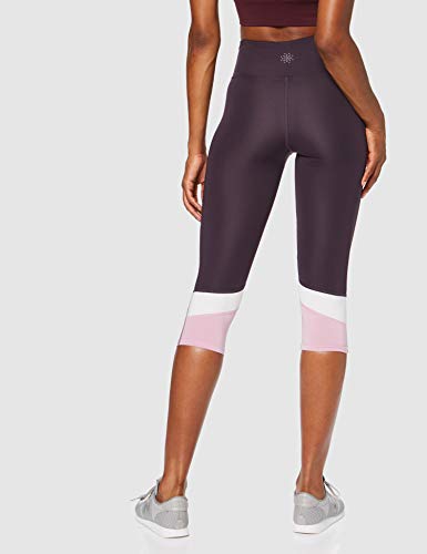 Marca Amazon - AURIQUE Mallas de Deporte Combinadas Cortas Mujer, Morado (Nightshade/White/Mauve Mist), 42, Label:L