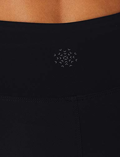 Marca Amazon - AURIQUE Mallas de Deporte con Panel de Rejilla Mujer, Negro (Black), 36, Label:XS