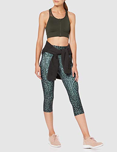 Marca Amazon - AURIQUE Mallas de Deporte Cortas Estampadas Mujer, Gris (Animal Print), 42, Label:L