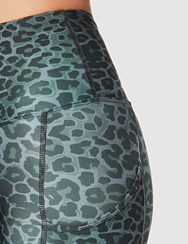 Marca Amazon - AURIQUE Mallas de Deporte Cortas Estampadas Mujer, Gris (Animal Print), 42, Label:L