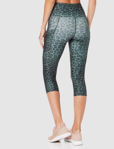 Marca Amazon - AURIQUE Mallas de Deporte Cortas Estampadas Mujer, Gris (Animal Print), 42, Label:L