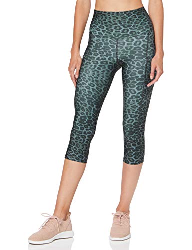 Marca Amazon - AURIQUE Mallas de Deporte Cortas Estampadas Mujer, Gris (Animal Print), 42, Label:L