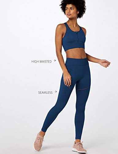 Marca Amazon - AURIQUE Mallas de Deporte sin Costuras Mujer, Azul (Dress Blue), 44, Label:XL