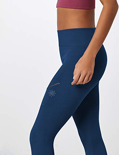 Marca Amazon - AURIQUE Mallas de Deporte sin Costuras Mujer, Azul (Dress Blue), 44, Label:XL