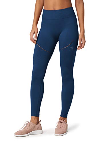 Marca Amazon - AURIQUE Mallas de Deporte sin Costuras Mujer, Azul (Dress Blue), 44, Label:XL