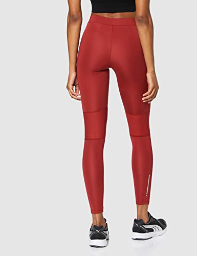 Marca Amazon - AURIQUE Mallas Largas de Deporte Mujer, Rojo (Red Dhalia), 38, Label:S
