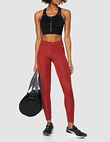 Marca Amazon - AURIQUE Mallas Largas de Deporte Mujer, Rojo (Red Dhalia), 40, Label:M