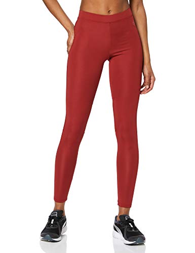 Marca Amazon - AURIQUE Mallas Largas de Deporte Mujer, Rojo (Red Dhalia), 40, Label:M
