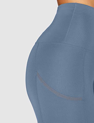 Marca Amazon - AURIQUE Mallas para Correr con Tiro Alto Mujer, Azul (China Blue), 40, Label:M