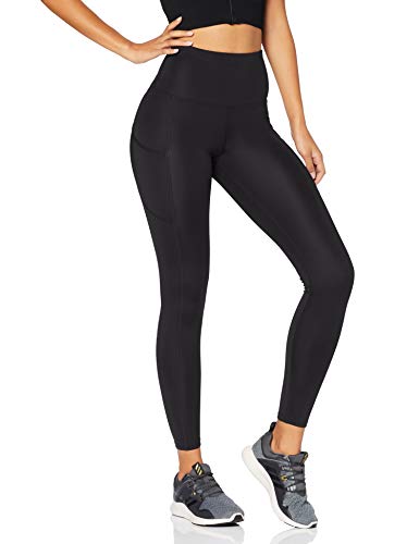 Marca Amazon - AURIQUE Mallas para Correr con Tiro Alto Mujer, Negro (Black), 40, Label:M