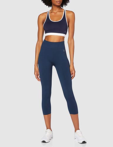 Marca Amazon - AURIQUE Mallas para Correr Cortas sin Costuras Mujer, Azul (Dress Blue), 44, Label:XL
