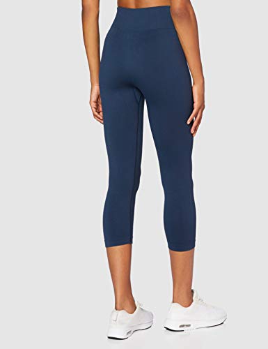 Marca Amazon - AURIQUE Mallas para Correr Cortas sin Costuras Mujer, Azul (Dress Blue), 44, Label:XL
