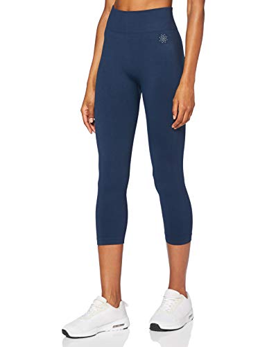 Marca Amazon - AURIQUE Mallas para Correr Cortas sin Costuras Mujer, Azul (Dress Blue), 44, Label:XL