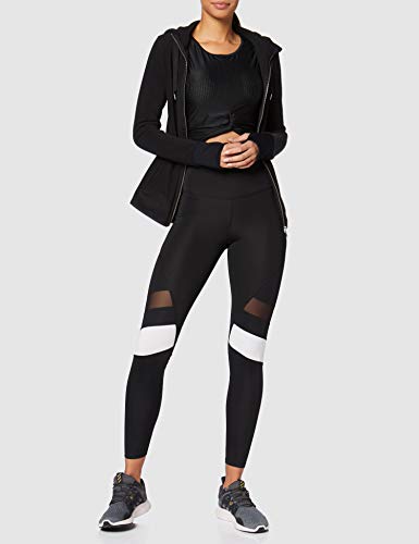 Marca Amazon - AURIQUE Mallas para Correr por el Tobillo de Tiro Alto Mujer, Negro (Black/White), 36, Label:XS