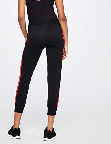 Marca Amazon - AURIQUE Pantalones de Deporte Mujer, Negro (Black/sport Red), 38, Label:S