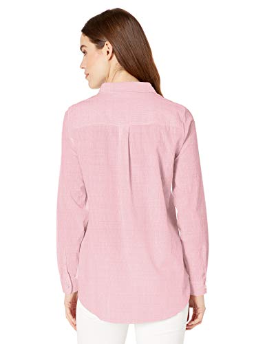 Marca Amazon - Daily Ritual - Camisa de algodón con efecto desgastado para mujer, rosado, (Pink Mini Stripe), US S (EU S - M)