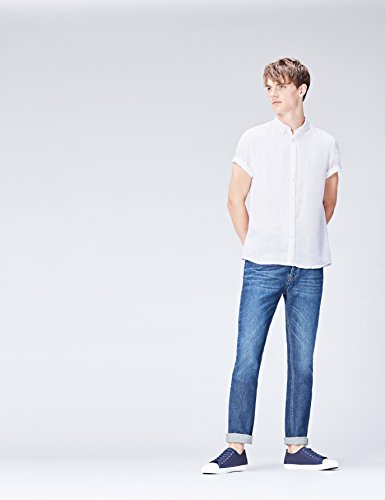 Marca Amazon - find. Camisa Hombre, Blanco (White), L, Label: L
