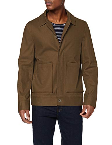 Marca Amazon - find. Chaqueta de Algodón Hombre, Verde (Khaki), L, Label: L