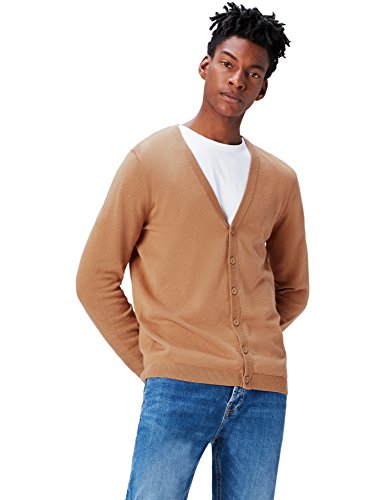 Marca Amazon - find. Chaqueta de Punto para Hombre, Beige (Camel), M, Label: M